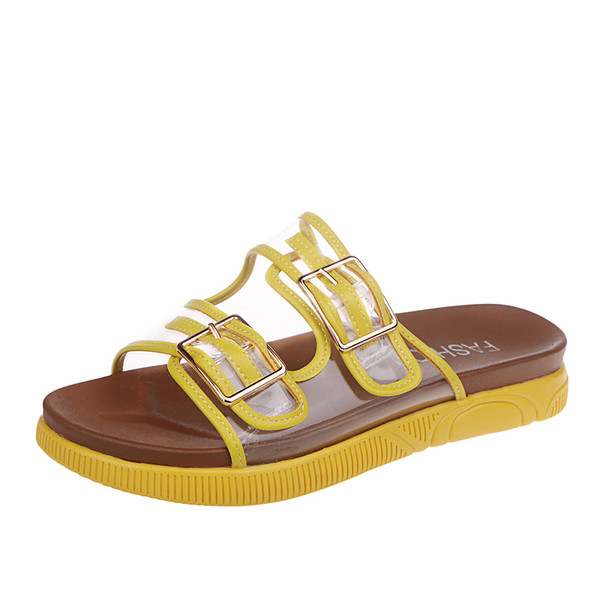 Női alkalmi papucs fehér és sárga színben