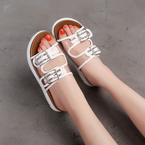 Női alkalmi papucs fehér és sárga színben