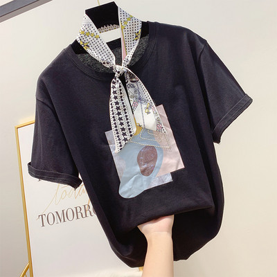 Női póló rövid ujjú díszítő kövekkel