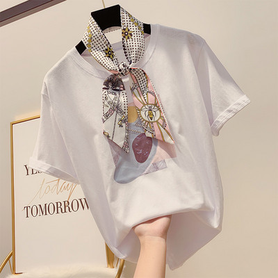 Női póló rövid ujjú díszítő kövekkel