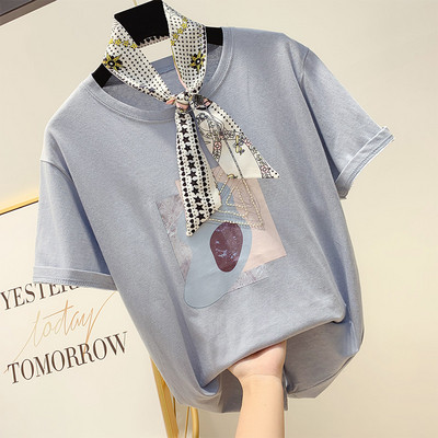 Női póló rövid ujjú díszítő kövekkel