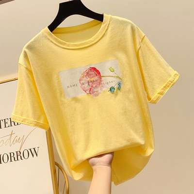 Női póló rátéttel és O-nyakkal