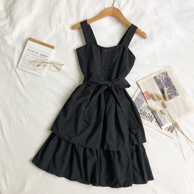 Rochie moderna de dama cu panglica si bretele groase in mai multe culori