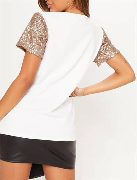 Modern női blúz, fekete-fehér flitterekkel