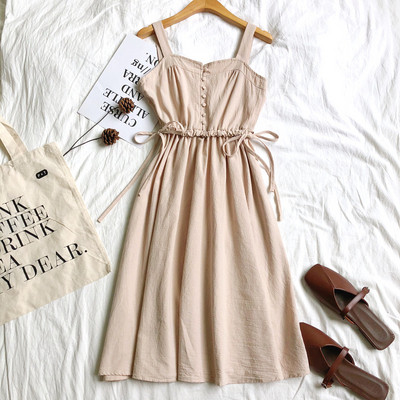 Hétköznapi női ruha vékony pántokkal és nyakkendőkkel több színben