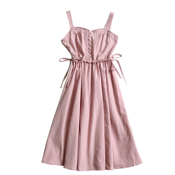 Hétköznapi női ruha vékony pántokkal és nyakkendőkkel több színben