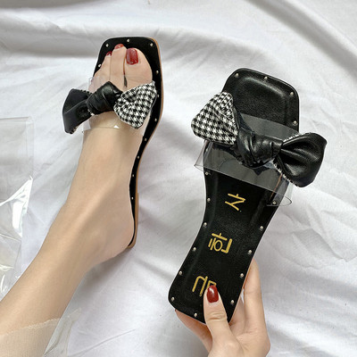 Női modern papucs négy színben, szalaggal