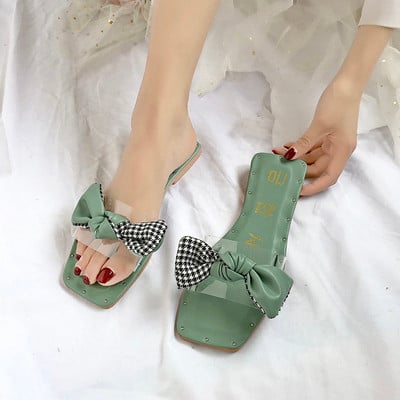 Női modern papucs négy színben, szalaggal