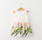 Rochie eleganta pentru copii cu panglica in alb