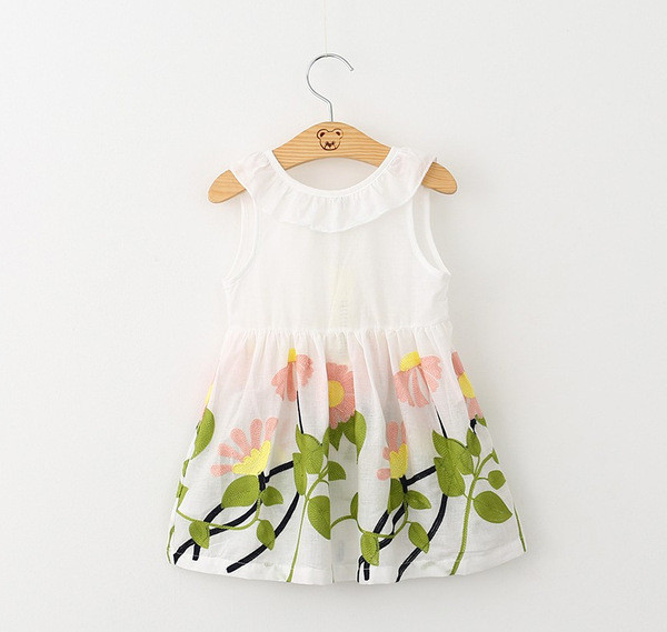 Rochie eleganta pentru copii cu panglica in alb