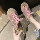 Modern női papucs három színben nyakkendővel és kövekkel