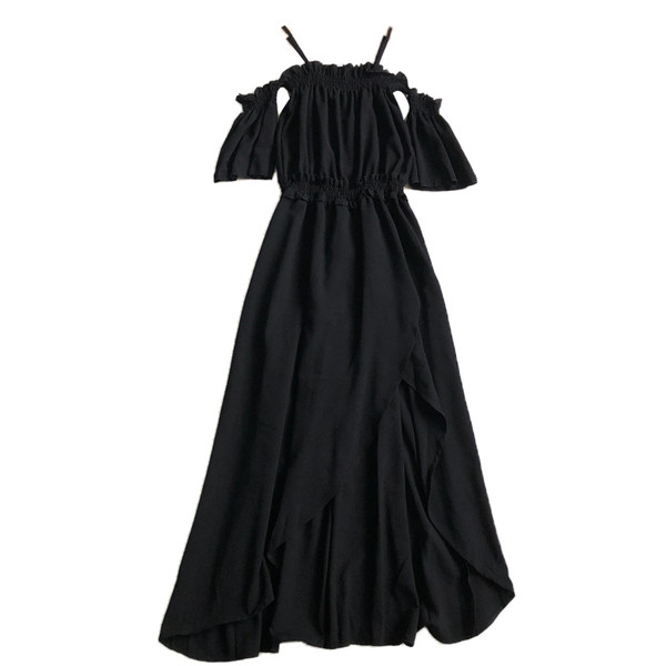 Alkalmi női ruha ejtett vállú, hasítékkal több színben