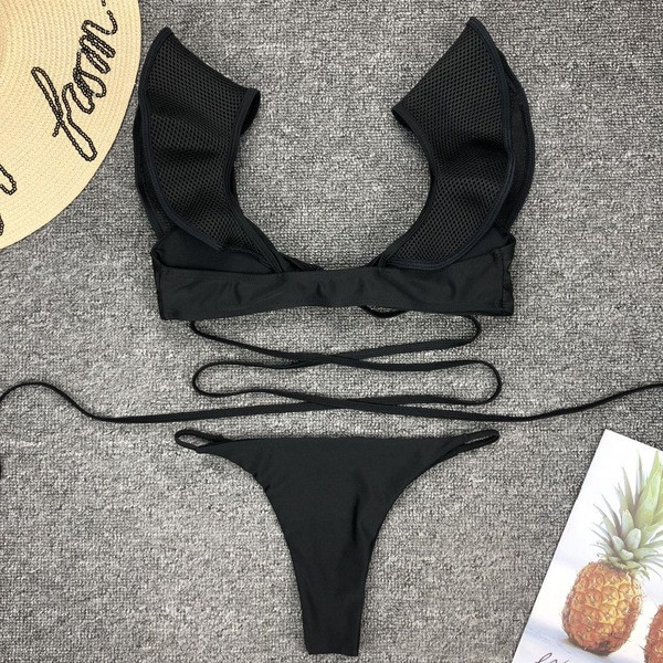 Fekete színű fürdőruha kereszt elemekkel