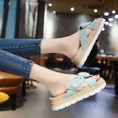 Alkalmi női papucs kék és lila szalaggal