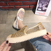 Modern női mokaszinok arany, ezüst és fekete színben