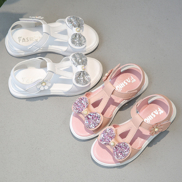 Gyerekszandál lányoknak rózsaszín és fehér színben