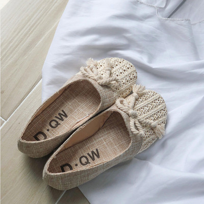 Alkalmi női cipő bézs és barna szalaggal