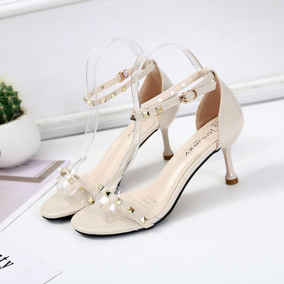 Finom női magas sarkú szandál és fém fűzőlyuk két színben