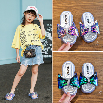 Модерни детски чехли в два цвята с пайети-за момичета