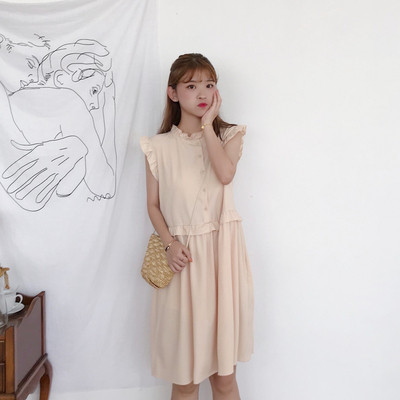 Női ruha széles modell fekete és rózsaszín színben