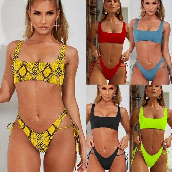 Nou costum de baie modern din două piese cu cravate în mai multe culori