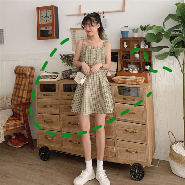 Női kockás felső és szoknya szett