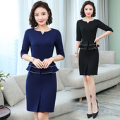 Elegáns női ruha 3/4 ujjal, kék és fekete színben