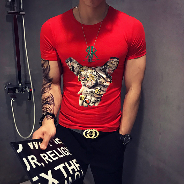 Modern férfi póló rátéttel több színben