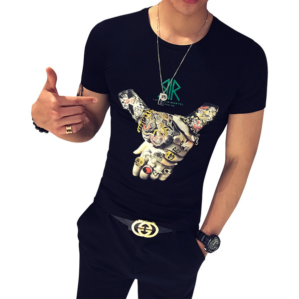 Modern férfi póló rátéttel több színben