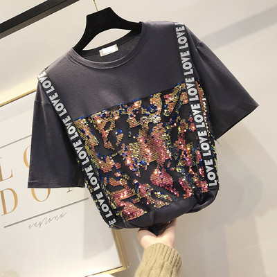 Modern női póló flitter elemekkel, három színben