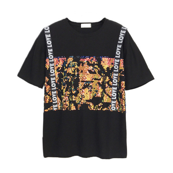 Modern női póló flitter elemekkel, három színben