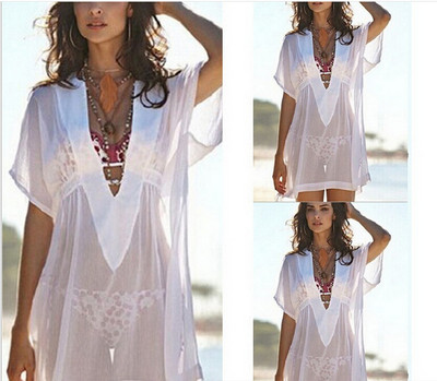 Modern női pareo fehér színben