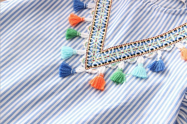 Csíkos gyerekruha O-nyakú lányoknak