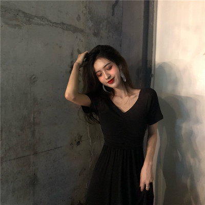 Alkalmi női ruha rövid ujjú bordó és fekete színben