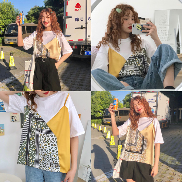 Női póló utánzattal ellátott felsővel