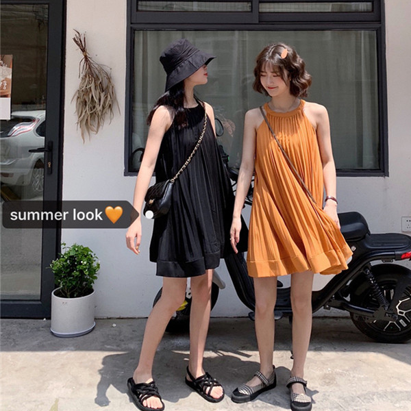 Alkalmi női rakott ruha pántokkal, két színben