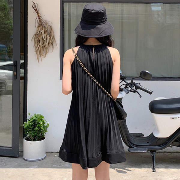 Alkalmi női rakott ruha pántokkal, két színben