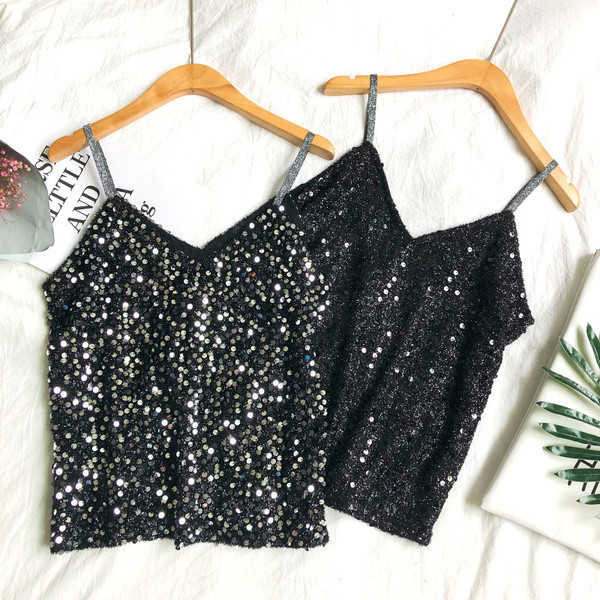 Modern női felső, flitterekkel, több színben