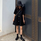 Lezser széles női ruha színes gombokkal