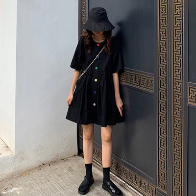 Lezser széles női ruha színes gombokkal