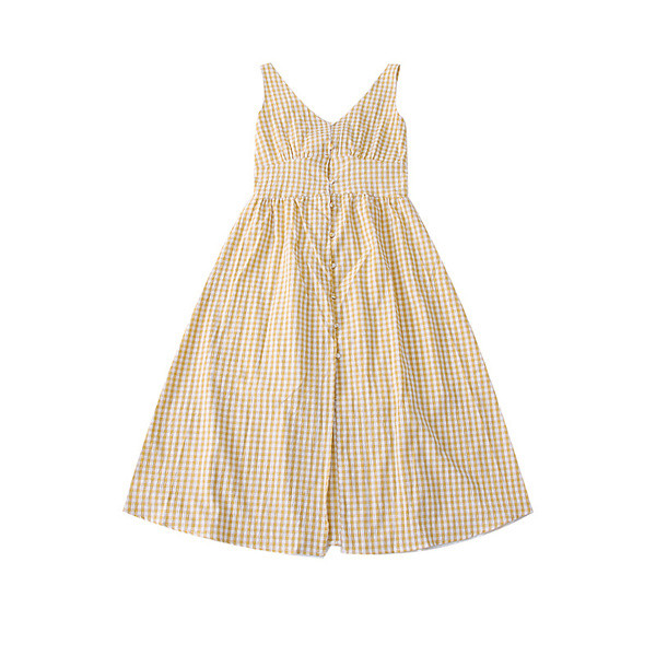 Modern kockás női ruha kék és sárga színben