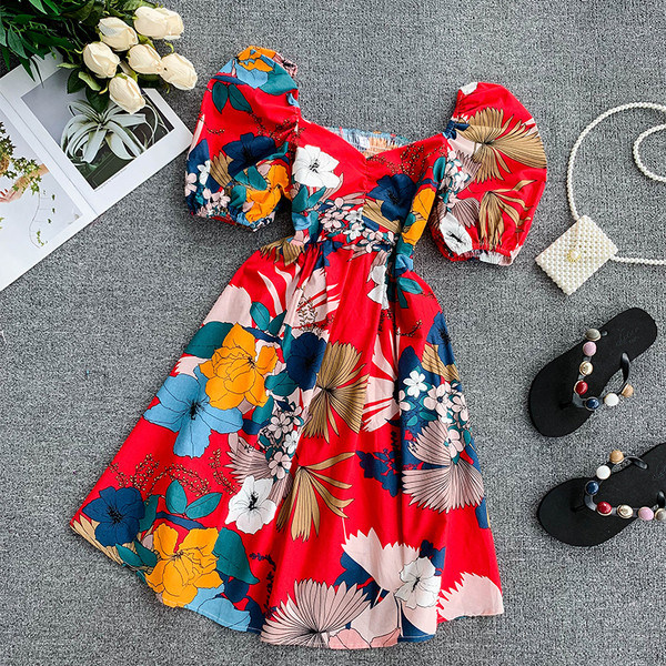 Virágmintás női ruha két színben