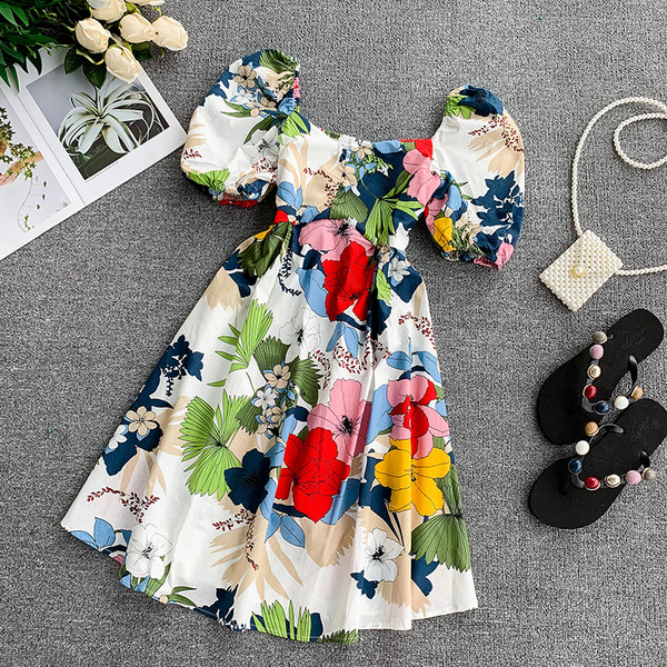 Virágmintás női ruha két színben