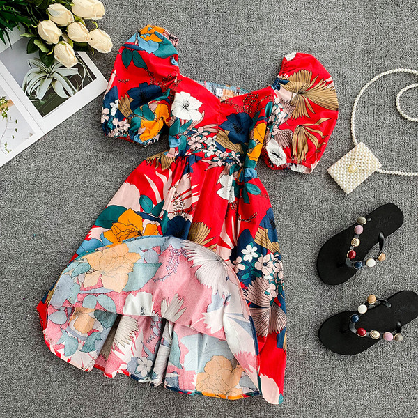 Virágmintás női ruha két színben