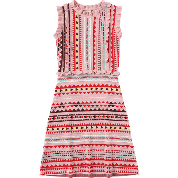 Rochie de damă colorată cu mâneci scurte și guler în formă de O