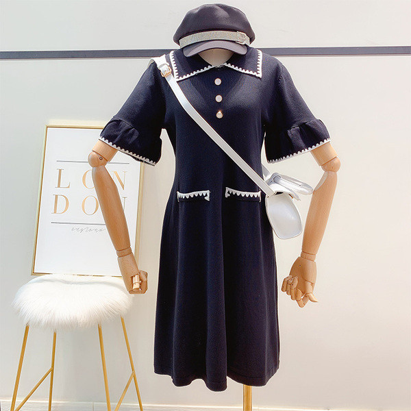 Női ruha rövid lótusz ujjú három színben