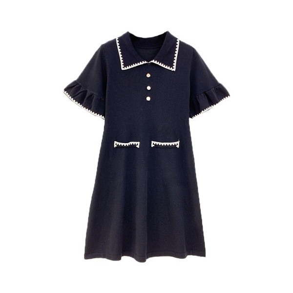 Női ruha rövid lótusz ujjú három színben