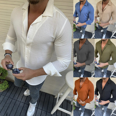 Нов модел мъжка риза с дълъг ръкав в различни цветове