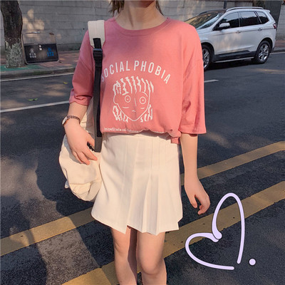 Női póló rózsaszín és zöld mintával