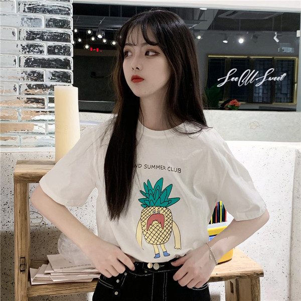 Női póló ananász rátéttel